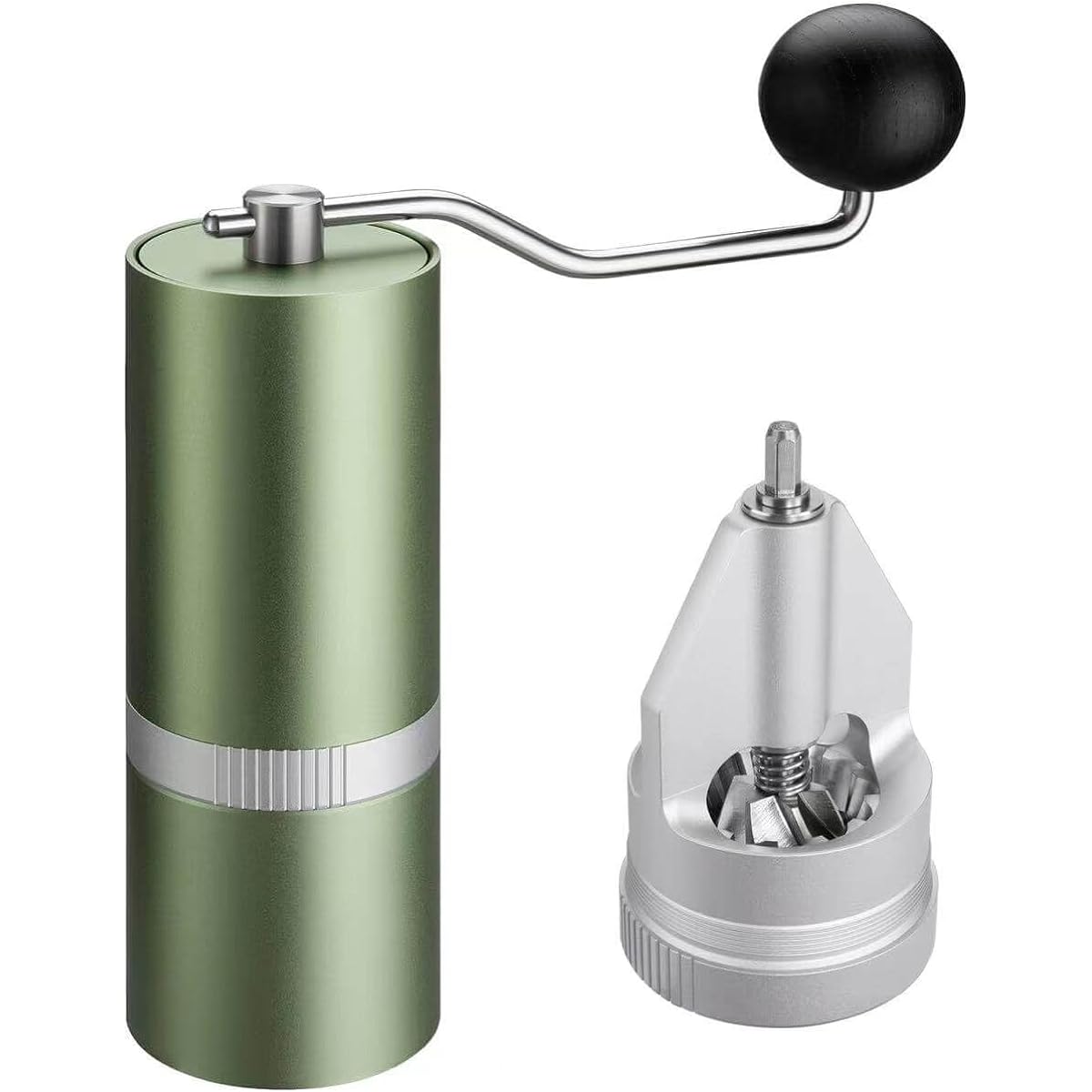 MONTWAVE GU4 Hand Ground Coffee Mill, Capacity 40g, 38mm Stainless Steel 420 Mortar Blades, 40 Level Adjustment, Aluminum Body, Can Be Disassembled to the Blade, Easy to Clean, Compact, Manual Coffee Mill, Coffee Grinder, Brush Included (Green)