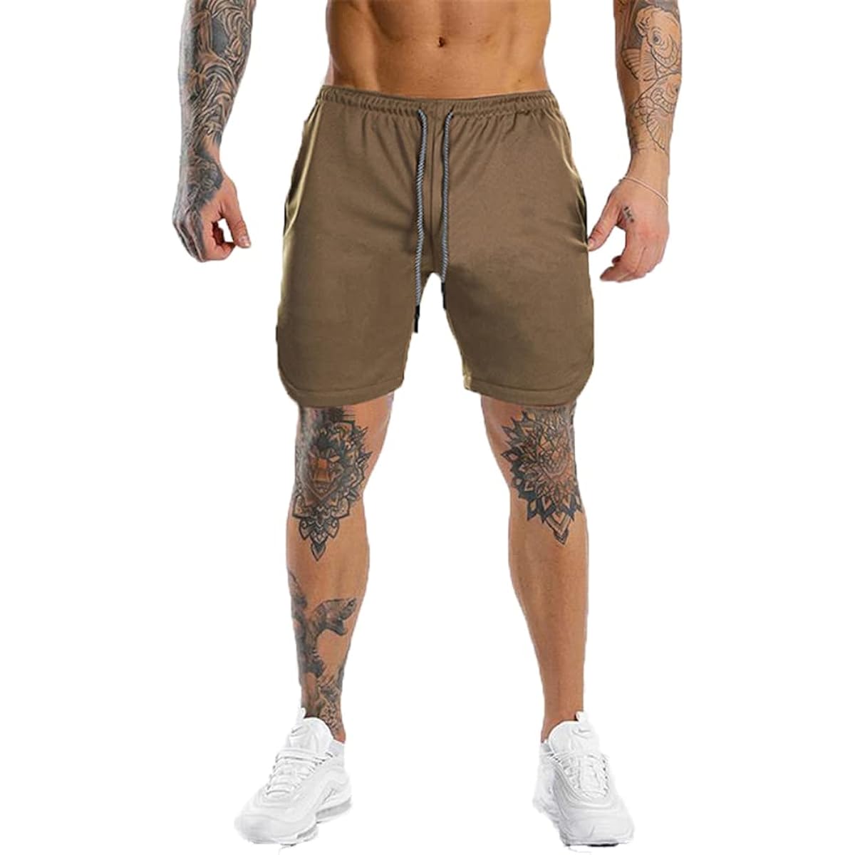 [Manatsulife] Men's Running Pants, Sports Shorts, Training Shorts, Gym Wear, Mesh Material, Quick Drying, Breathable DK02.
