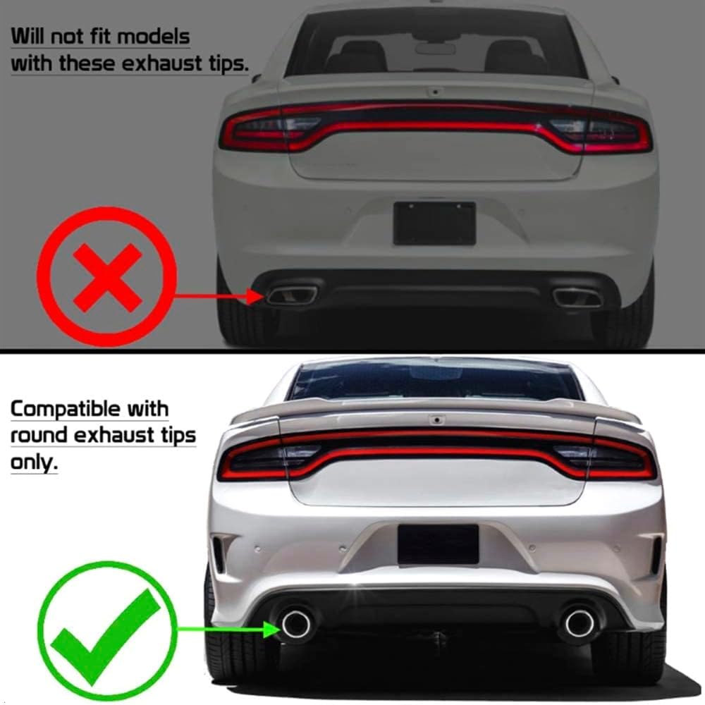 IKON MOTORSPORTS Rear Bumper Lip Diffuser 2015-2023 DODGE CHARGER SRT compatible glossy Black V3 Style Spletter Spoiler