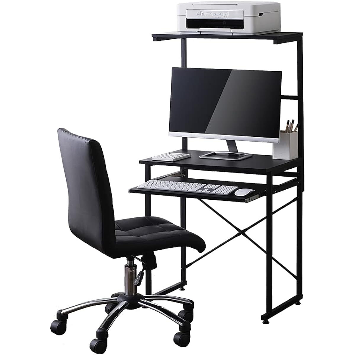 Iris Ohyama Desk Office Desk PC Desk Width 60 x Depth 42 x Height 127 cm Computer Desk Work Desk Assembly TDK-6042 Black/Black