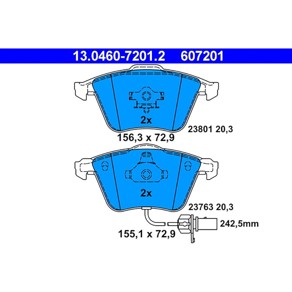 PADDING (ate-at2020) Brake Pads Set 4 °F0698151d 13046072012