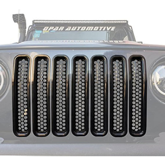 OPAR Black Front Grill Mesh Insert CLIP-in Honeycomb Grill Guard for 1997-2006 Greangler TJ & Unlimited (Pack of 7)
