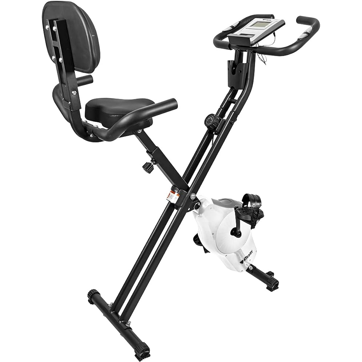 STEADY Fitness Bike [Designed in Japan Original non-contact air wheel®︎ / Quiet / Dedicated monitor (heart rate / distance / calories / speed) Folding] ST120 Tablet holder with backrest