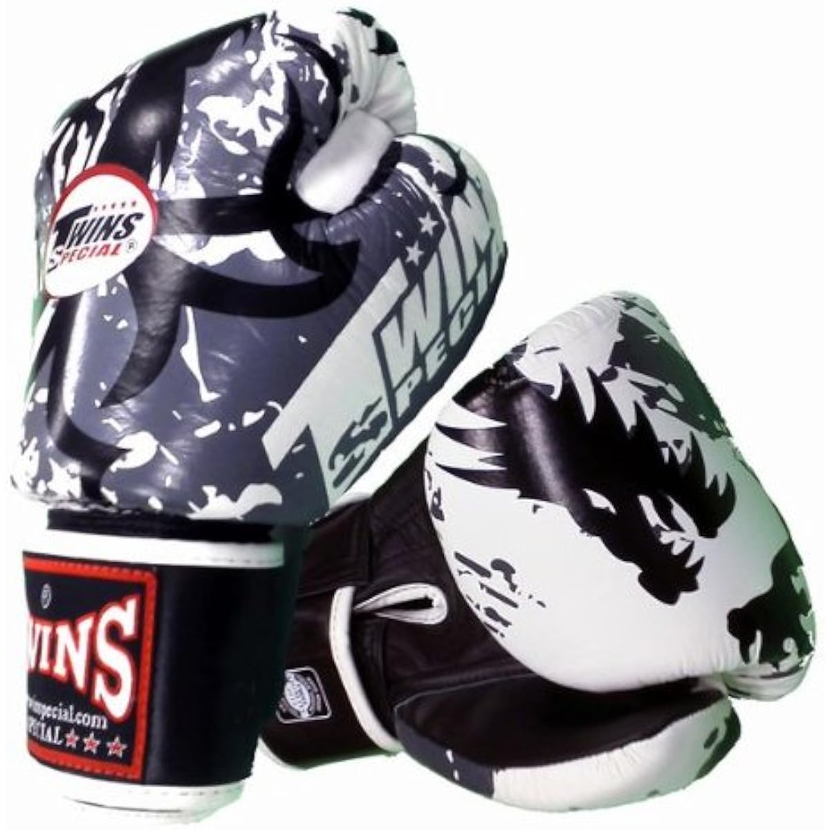 Twins Boxing Gloves Genuine Leather Tribal Dragon White