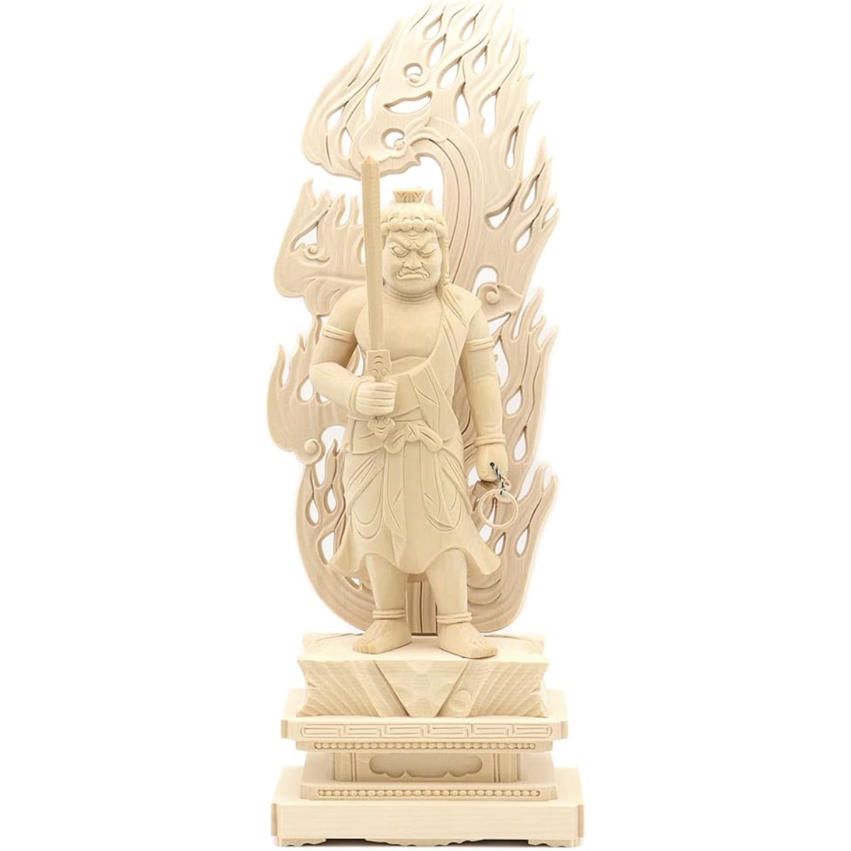 Kurita Buddha Statue Brand [Myoo] Fudo Myoo Standing Statue 6.0 inches (Total Height 37cm, Width 13.5cm, Depth 9.5cm) High quality wood carving made of cypress wood Flame halo square rock base 1124