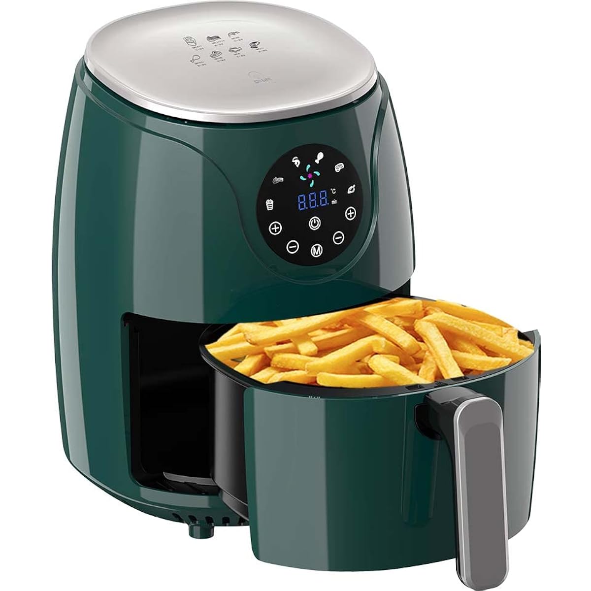 Air Fryer Slim DX Green LCD LFR-806G Rapid Air Circulation System Electric Fryer Oil-Free Fried Food Deli 1~4 People Air Fryer LED Display Touch Panel Timer Healthy Fryer (DX Green)