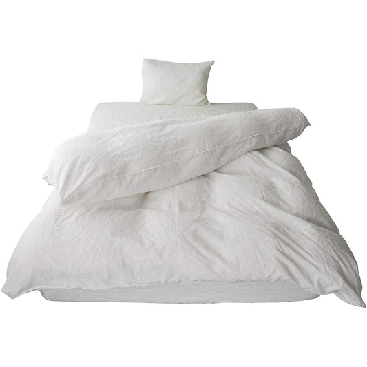 Made in Japan Duvet Cover Set, Single, 100% Linen, Duvet Cover, Flat Sheet, Pillowcase, 3 Piece Set, Japanese Style, Antibacterial, Odor Resistant, Quick Drying, For Futons, Reno (WH/White)