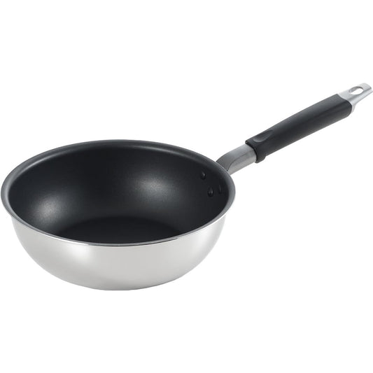 Yoshikawa Made in Japan Frying Pan Deep 24cm Alsus 4 Silver SJ2368