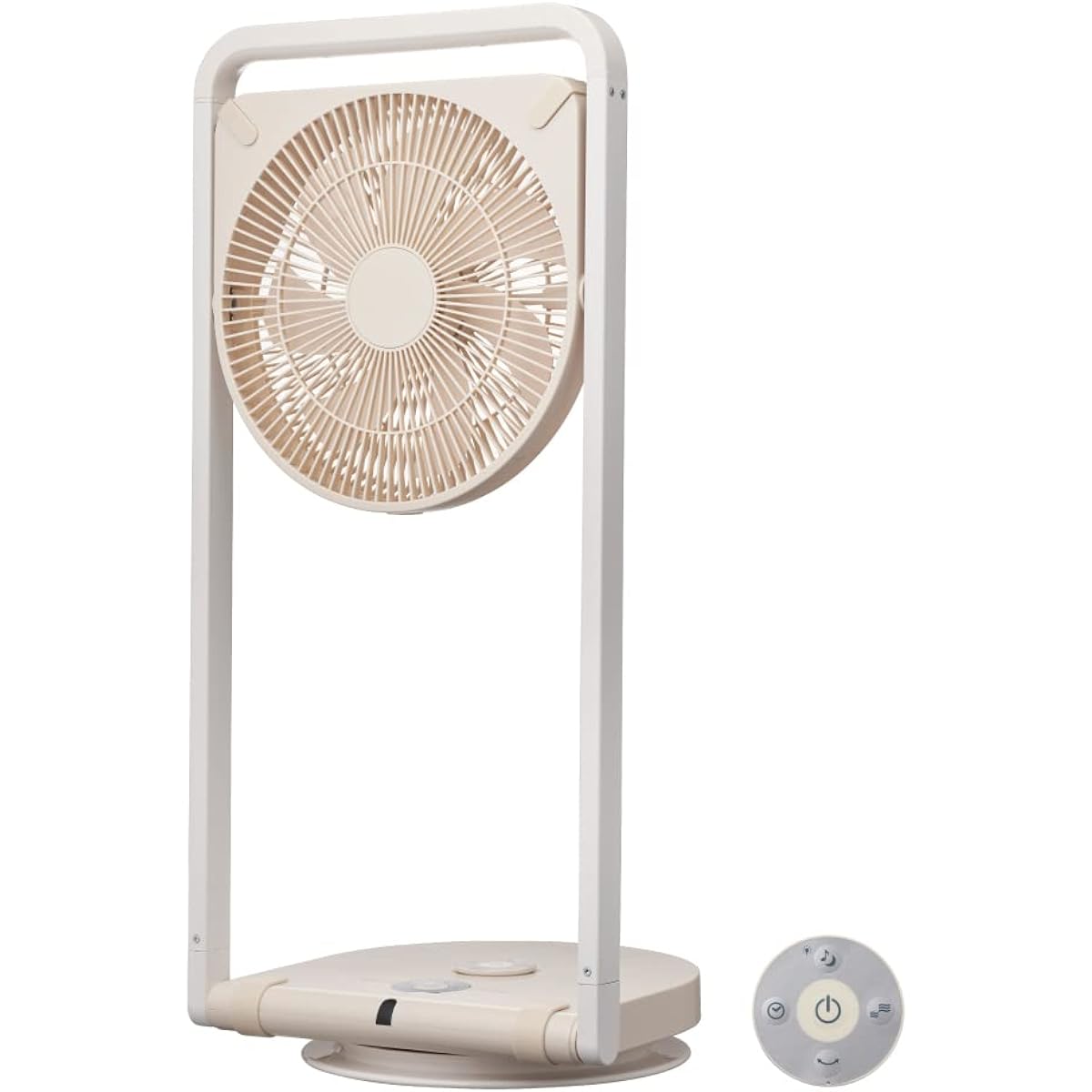[Easy to store fan] Doshisha living room fan, folding fan, 5 airflow levels, automatic left and right swing, thickness 6.6cm, equipped with DC motor, remote control included, TATAMU type-L, cream beige