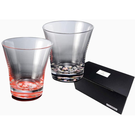 Yamaga Lacquerware Store Nurimon de Verre Free Glass Makie Cherry Blossom Pair Set Kishu Lacquerware