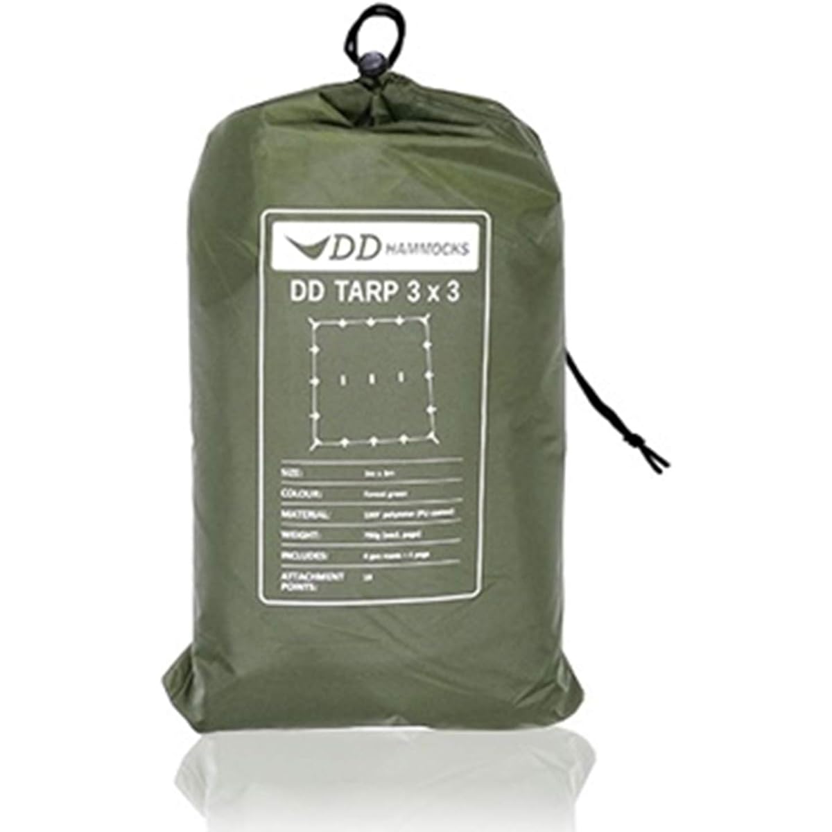 DD Hammocks DD Tarp 3x3 Square Water Resistant 3000mm Perfect Tarp for Hammock Flying (Forest Green) [Parallel Import]