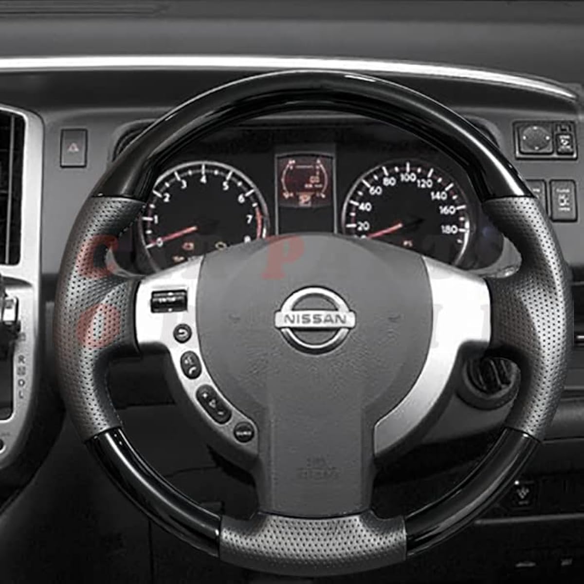 Nissan C25 Serena SERENA Dedicated Wood Combination Leather Combination Steering Wood Handle C25 Serena Custom C25 Serena Parts C25 Serena Interior Parts C25 Serena Supplies (Standard, Piano Black)