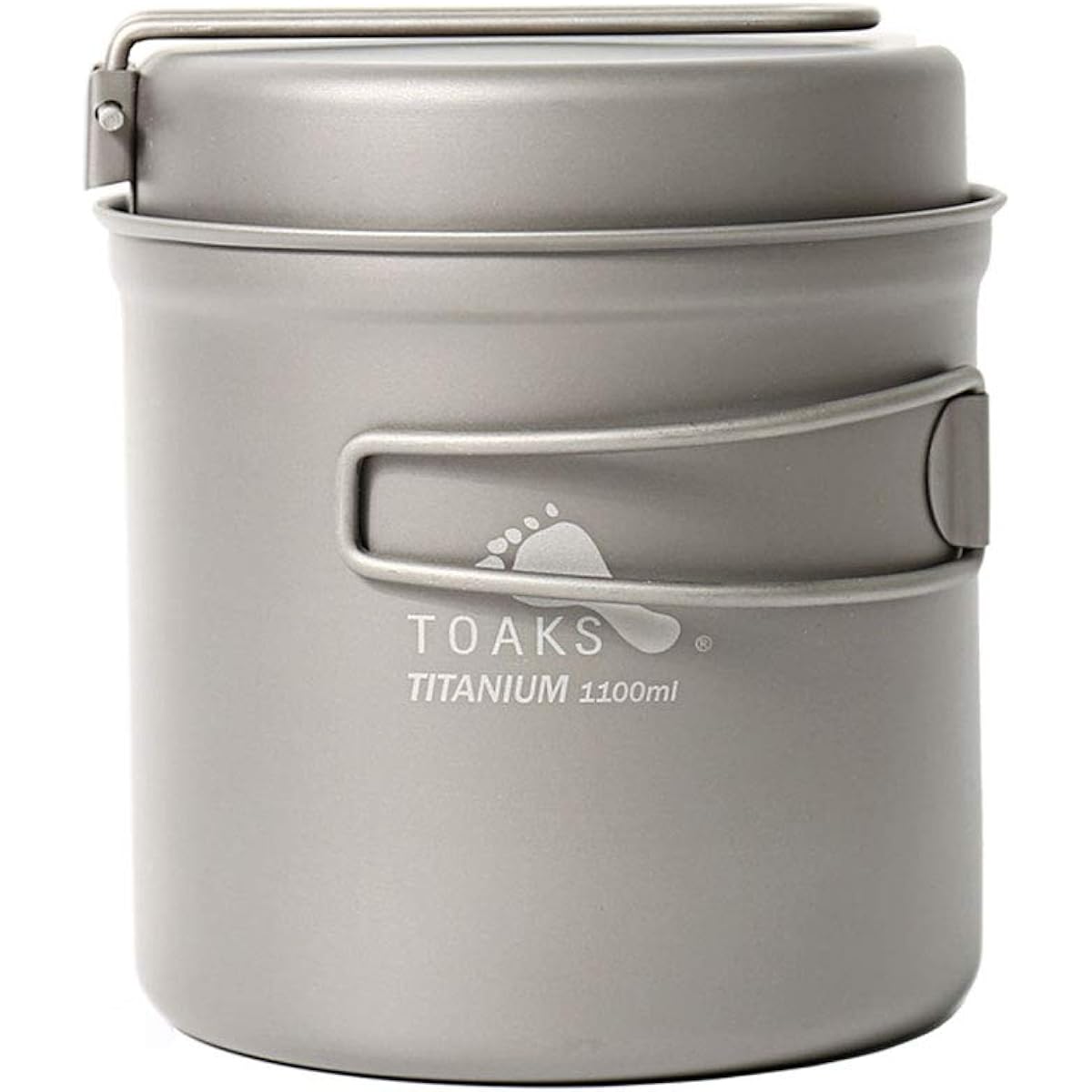 TOAKS Titanium Pot Titanium Camping Cookware Pot + Frying Pan Cooker Set Lightweight with Lid Folding Handle Storage Bag Included 1100ml/1300ml/1350ml/1600ml Outdoor/Camping/Barbecue/Climbing (CKW-1100)
