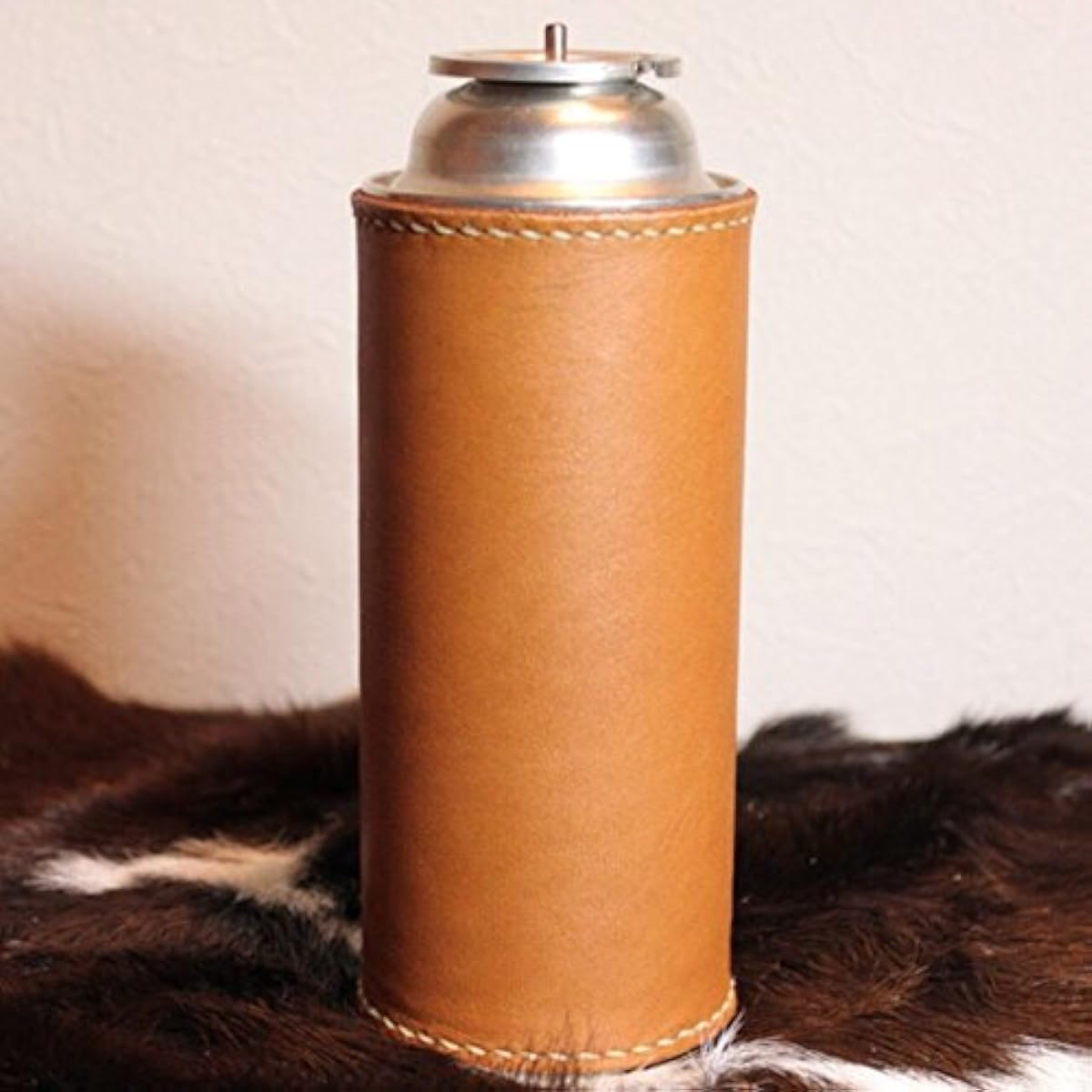 What will be will be Gas Cylinder Cassette Gas CB Can Handmade Genuine Leather Cover Cassette Cylinder Stylish Outdoor Camping Equipment Color (Camel) Stitching (Generation)