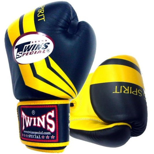 Twins Boxing Gloves Genuine Leather Striped Yellow/Black