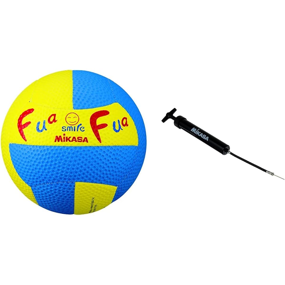 MIKASA Fuafua Smile Dodgeball No. 2 (for toddlers) 150g Yellow/Blue FFD2-YB Hand Pump Set