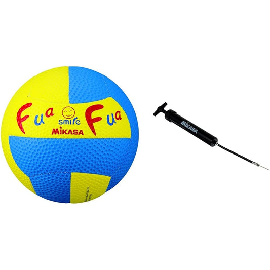 MIKASA Fuafua Smile Dodgeball No. 2 (for toddlers) 150g Yellow/Blue FFD2-YB Hand Pump Set