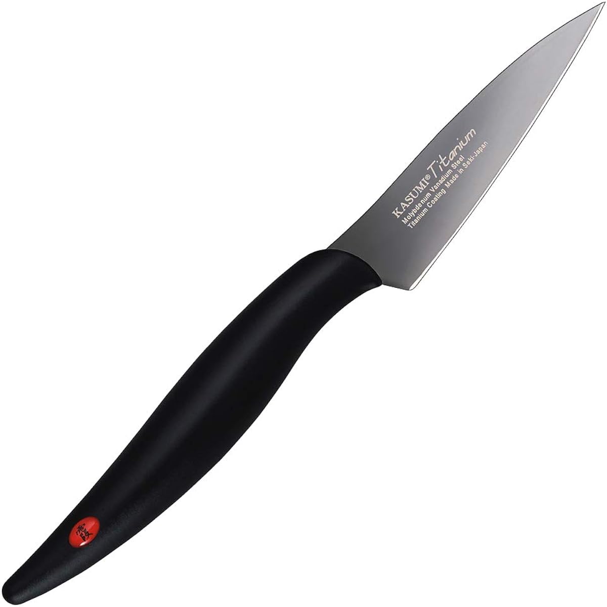 SUMIKAMA Kasumi Knife Titanium Coated Fruit Knife Made in Japan 8cm Compact Fruit Specialized Decorative Cut Rust Resistant Sharpness Color Gray Made in Seki City KASUMI 22008/GR