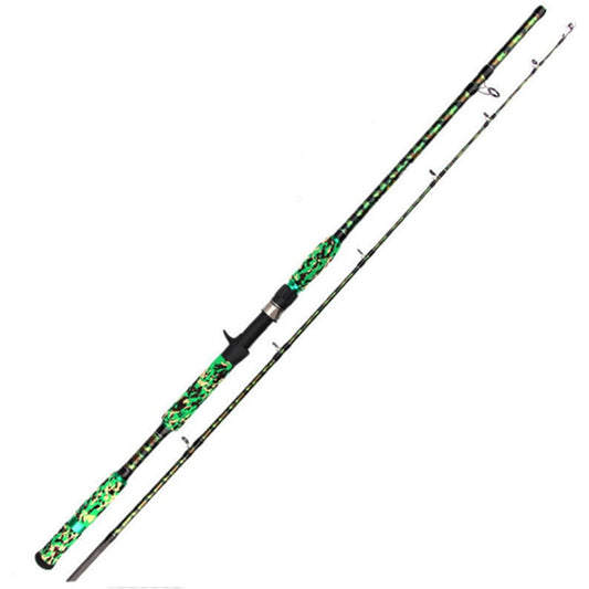 Wellvie Snakehead Fishing Rod XH 7.6ft 2.28m 762XH Bait Rod Carbide 2 Piece Catfish Rod Lure Rod Big Bait Black/Bass/Octopus/Snakehead/Catfish Beginner (Camouflage Pattern)