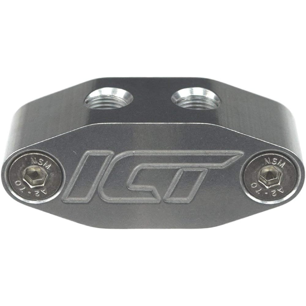ICT Billet LS Twin Turbo Dual 90 degrees 1/8 inch NPT Oil Feateline Adapter Plate LS1 LSX Kit Port LS3 Right angle Billet Plate Supplied Sensor cover 551533