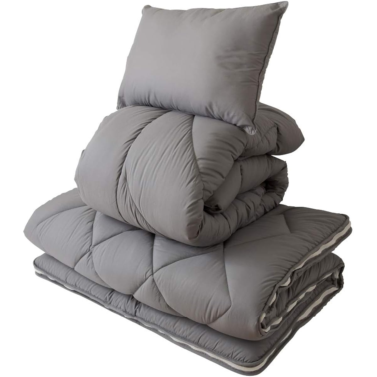 Nice Day [TEIJIN Comfortable and Clean Series] 3-piece comforter set (comforter/mattress/pillow), gray, single, dust mite resistant, antibacterial and odor resistant cotton, 100% new life, volume, soft fit, washable 86580113