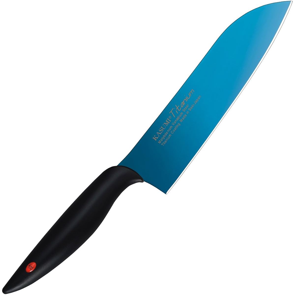 SUMIKAMA Kasumi Knife Titanium Coating Santoku Knife Made in Japan 18cm Knife Rust Resistant Sharpness Color Blue Made in Seki City KASUMI 22018/B