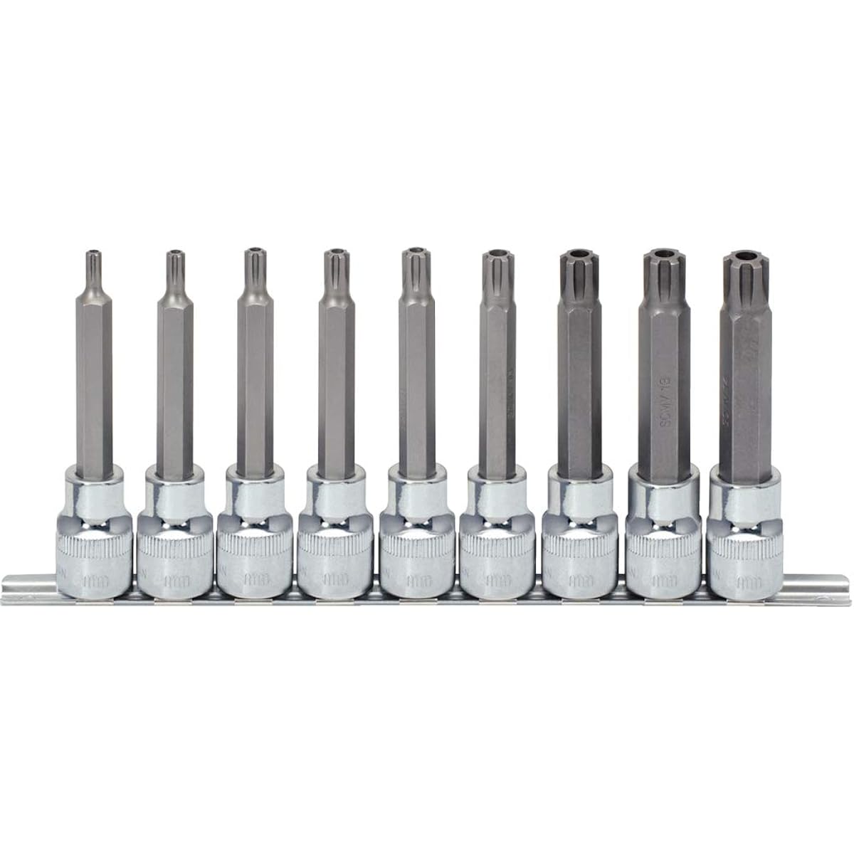 KS TOOLS 1/2" CHROMEplus RIBE tamperproof bit socket set long 9 pcs M5 M14 1/2" CHROMEplus RIBE tamperproof bit socket set long 9 pcs M5-M14 918.1895