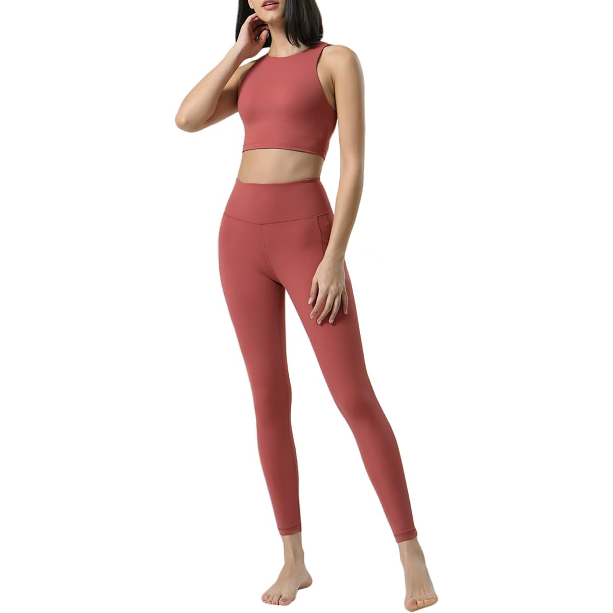 [VEROMAN] Women's Yoga Wear Top and Bottom Set Stylish Simple Setup Fitness Gym ppi-wsi26