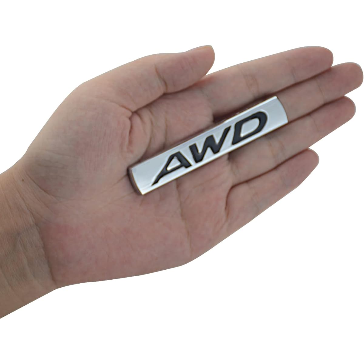AWD Logo Emblem Tail Gate Side 3D Metal Sticker Badge Cardecal -Chrome Finished Metal Emblem AWD Badge 4 -wheel Drive SUV Off -Road Tail Gate (Chrome Black) 1 piece
