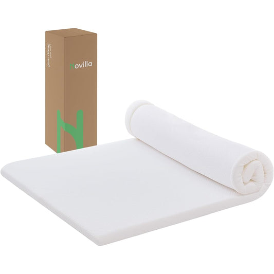 Novilla Mattress Double Bed Mat High Resilience Mattress Folding Mattress Bed Mattress Futon Mattress Topper White Double Thickness 5cm Hardness 160N High Density Urethane No Bottom Feeling Highly Breathable Long Lasting Odor Resistant Convenient Storage