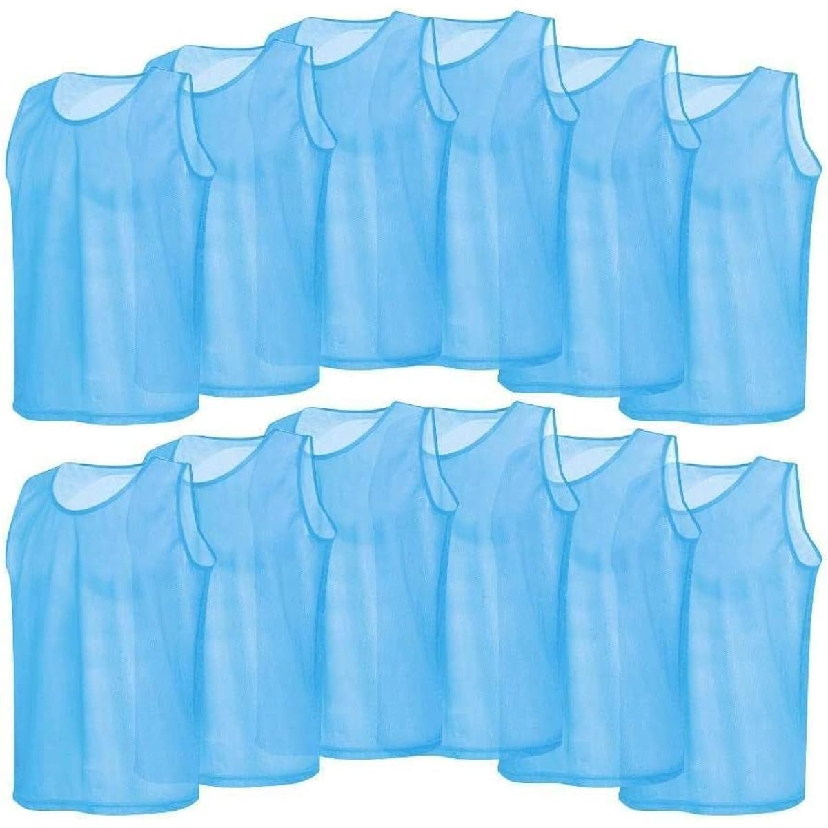 [Set of 12] Bibs for Adults, Training Bibs, Football Bibs, Lightweight, Elastic, Straps, Sweat Absorbent, Quick Drying, Breathable, Soccer Events, Futsal, Blue