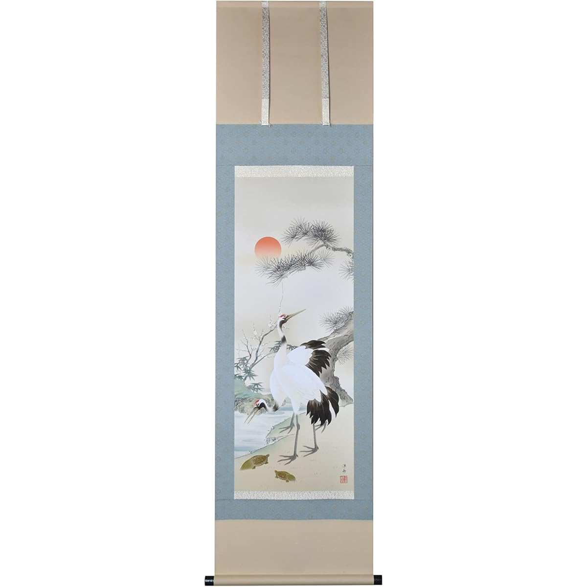 Hare no Machi Gallery Hanging Scroll Shochiku Plum Crane Turtle Yoshu Ono Shakusan Width 44.5 x Height 164cm