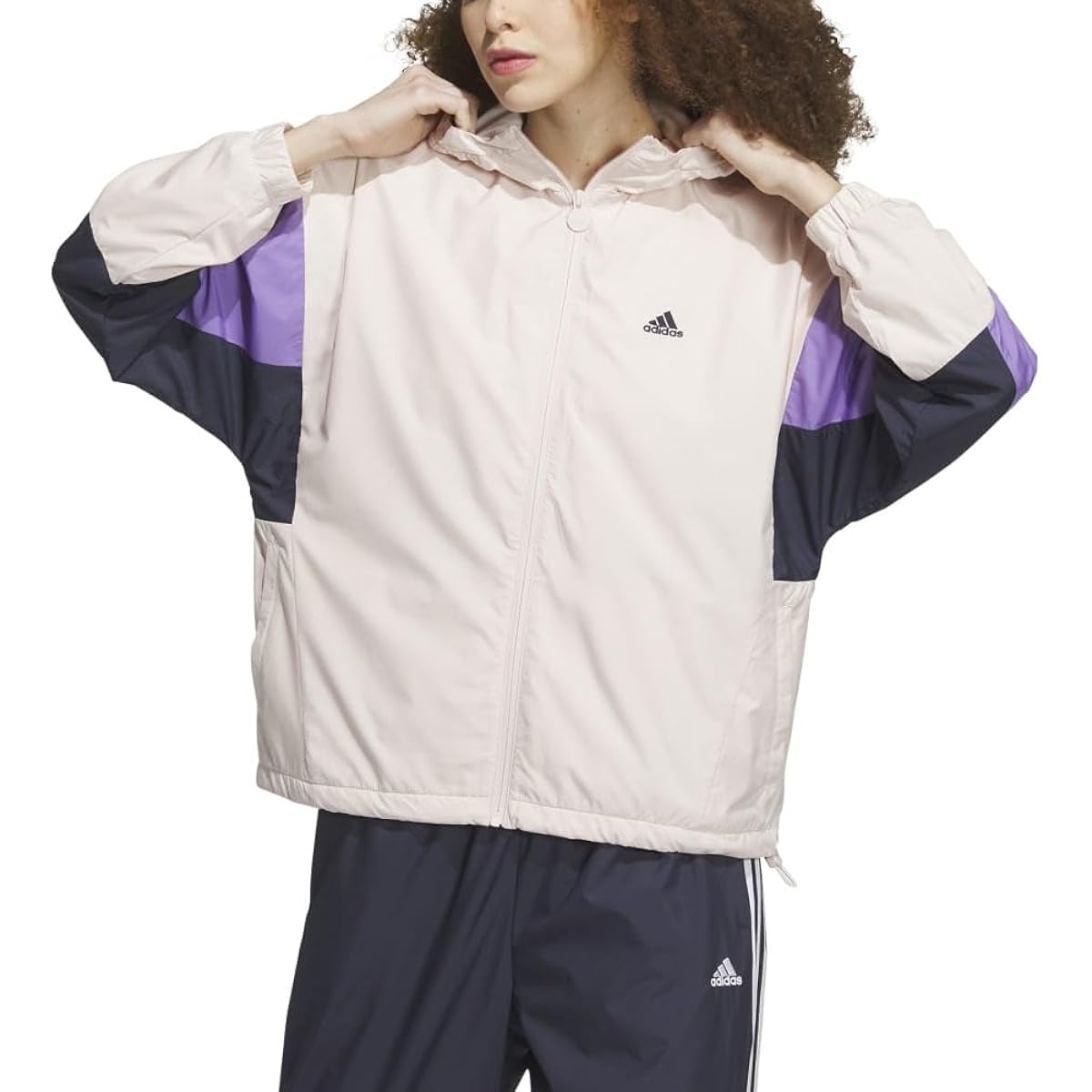 [Adidas] Jersey Top Color Block Loose Fit Windbreaker Jacket IEH78 Women's