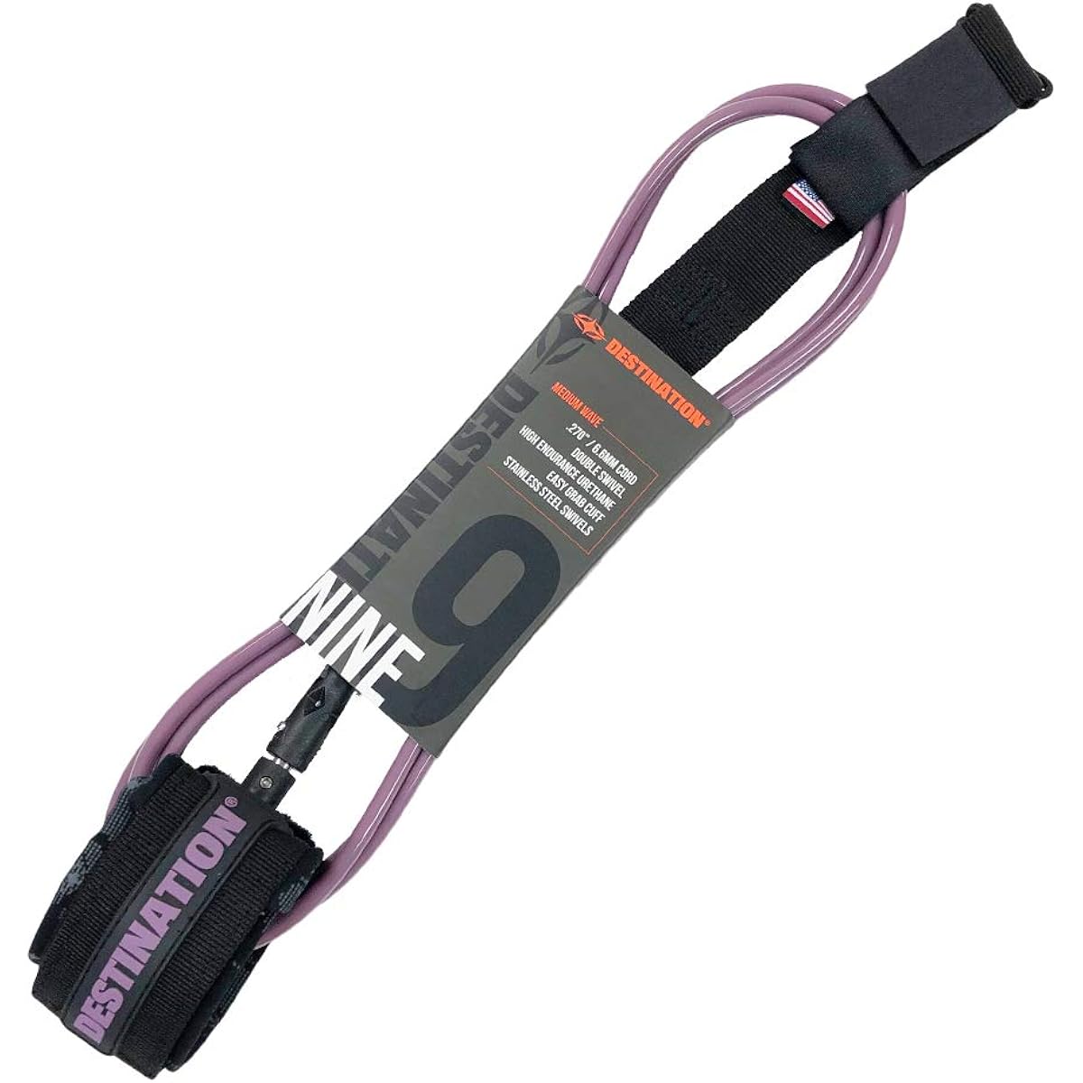 DESTINATION Leash Cord Double Swivel Leash Cord for Longboard 9FT Regular Model (S.PPL) DS-02NT109004