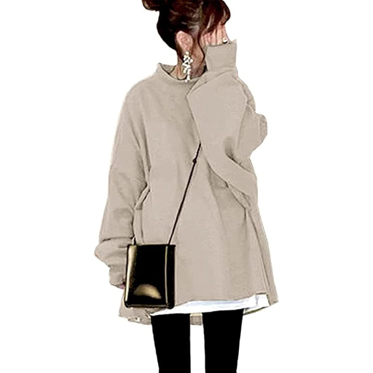 CLAZOLIY Women's Hoodie Sweatshirt Faux Layered Sweatshirt Korean Cute Loose Pullover Autumn/Winter Tops CL166