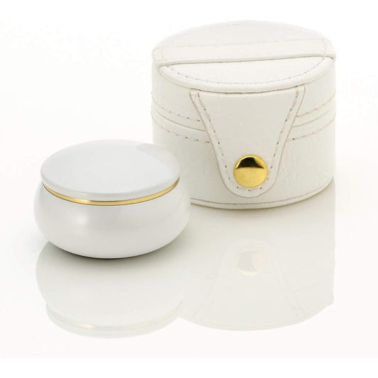 Soul Petit Pot Mini Urn Portable Fleur Cosmetic White Brass Hand-held Memorial Service Mini Urn Mobile Pouch White