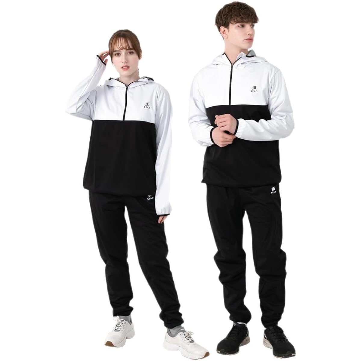 stan sauna suit for men and women, diet [sauna suit designed by a sports trainer] Washable, stylish, large size, unisex, windbreaker, top and bottom set [pullover]