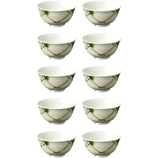 MARUKEI Tea Bowl/Round Tea Bowl, Small, Diameter 11.3cm, 290ml, Made in Japan, Unbreakable, Dishwasher Safe, Stackable "Shofu" A74 MKZ Set of 10 [Commercial Use Set]