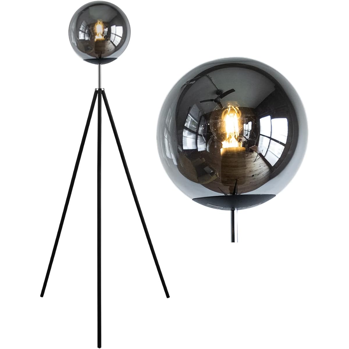 EGLO/ISORELLA Stand Light Floor Light Black Black Glass Round Sphere Designer Stylish Scandinavian Modern Interior LED