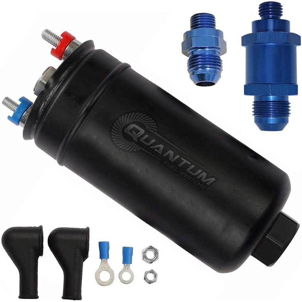 QFS Performance 380LPH Inline External E85 Compatible Fuel Pump Replacement Automotive, with 8AN Inlet/8AN Outlet and Check Valve OEM 50-1005, 0580254044