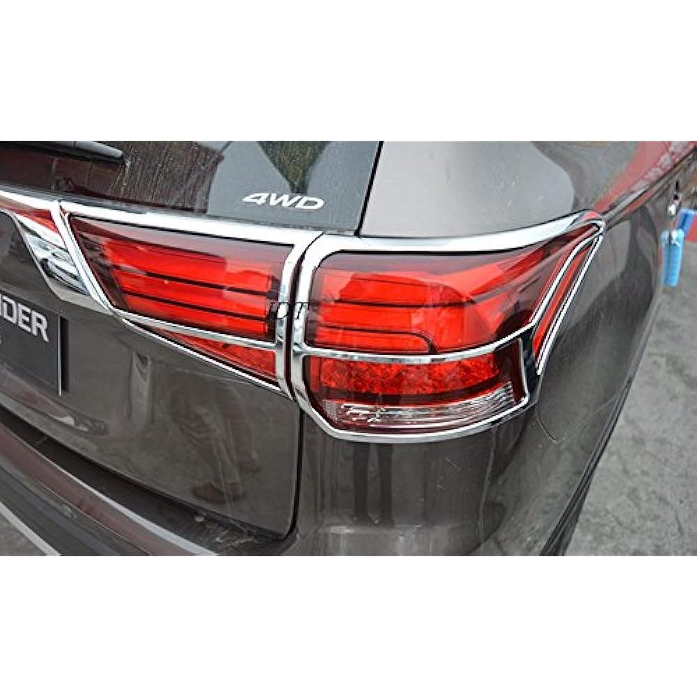[Mini cloth included] Mitsubishi New Late Outlander Plated Tail Lamp Ring Type 2 Rim Bezel Panel Mirror Cover Mall Eyeline Parts Dress Up Garnish Rear Exterior ABS Tail Light Back Lamp Turn Signal Back Fog Tail Back Light Rear Tail