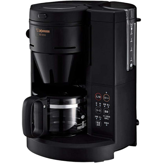 Zojirushi Coffee Maker Fully Automatic with Coffee Mill for 4 Cups Glass Container Stainless Steel Mesh Filter Paper Filter Removable and Washable Water Tank Coffee 540ml Black EC-SA40-BA