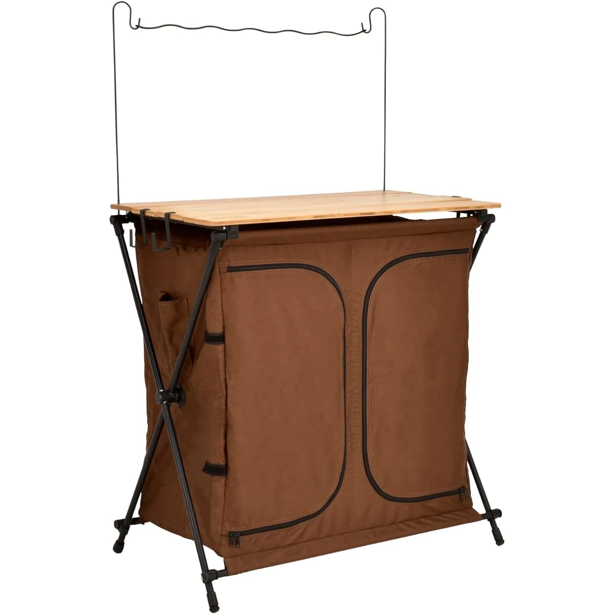NEUTRAL OUTDOOR Bamboo Kitchen Counter 2 Made of Natural Bamboo Large Storage Foldable Hanger for Lanterns and Cookware Carry Bag Included Camping Table Brown NT-BK02 57895