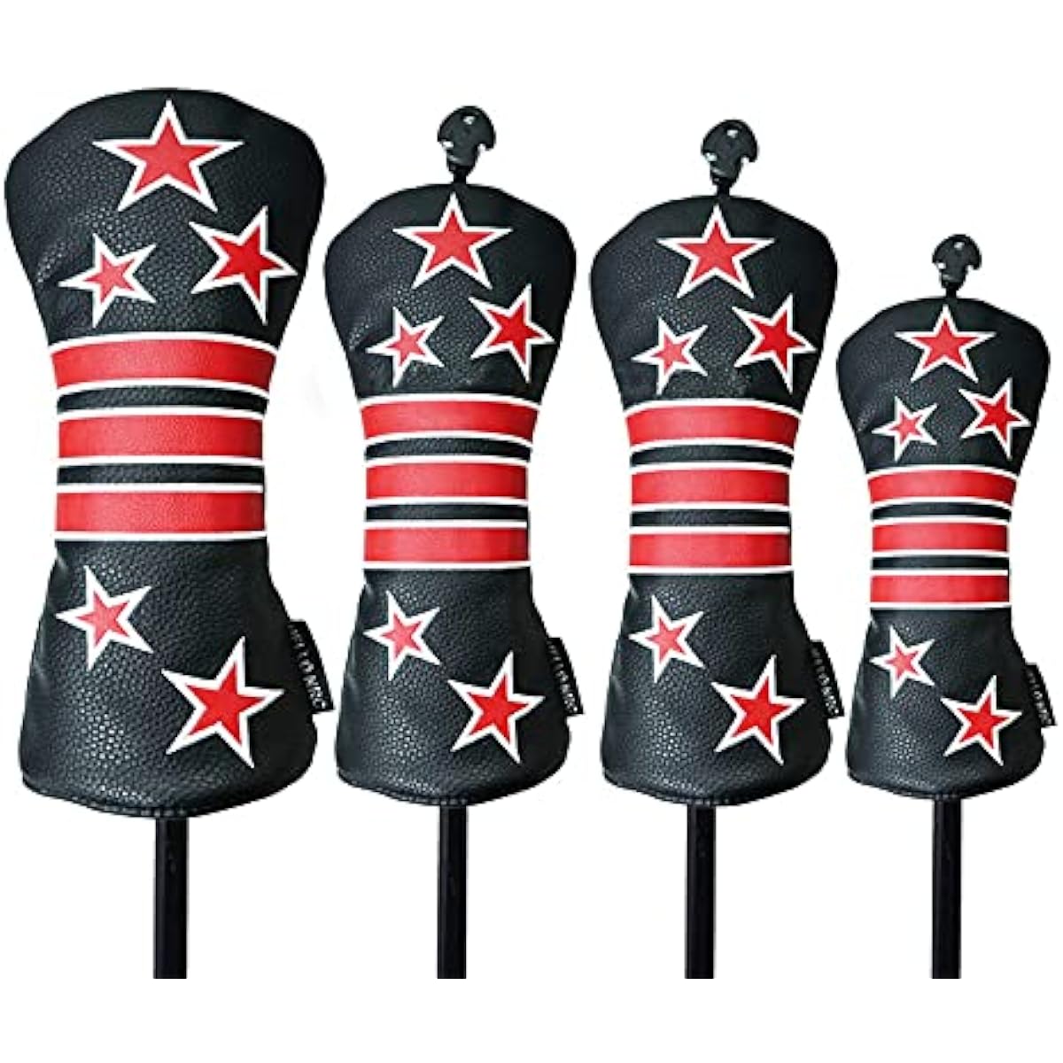Golf head cover, driver cover, wood cover, utility cover, UT cover, 4-piece set, star, black, white, waterproof, conversion tag included