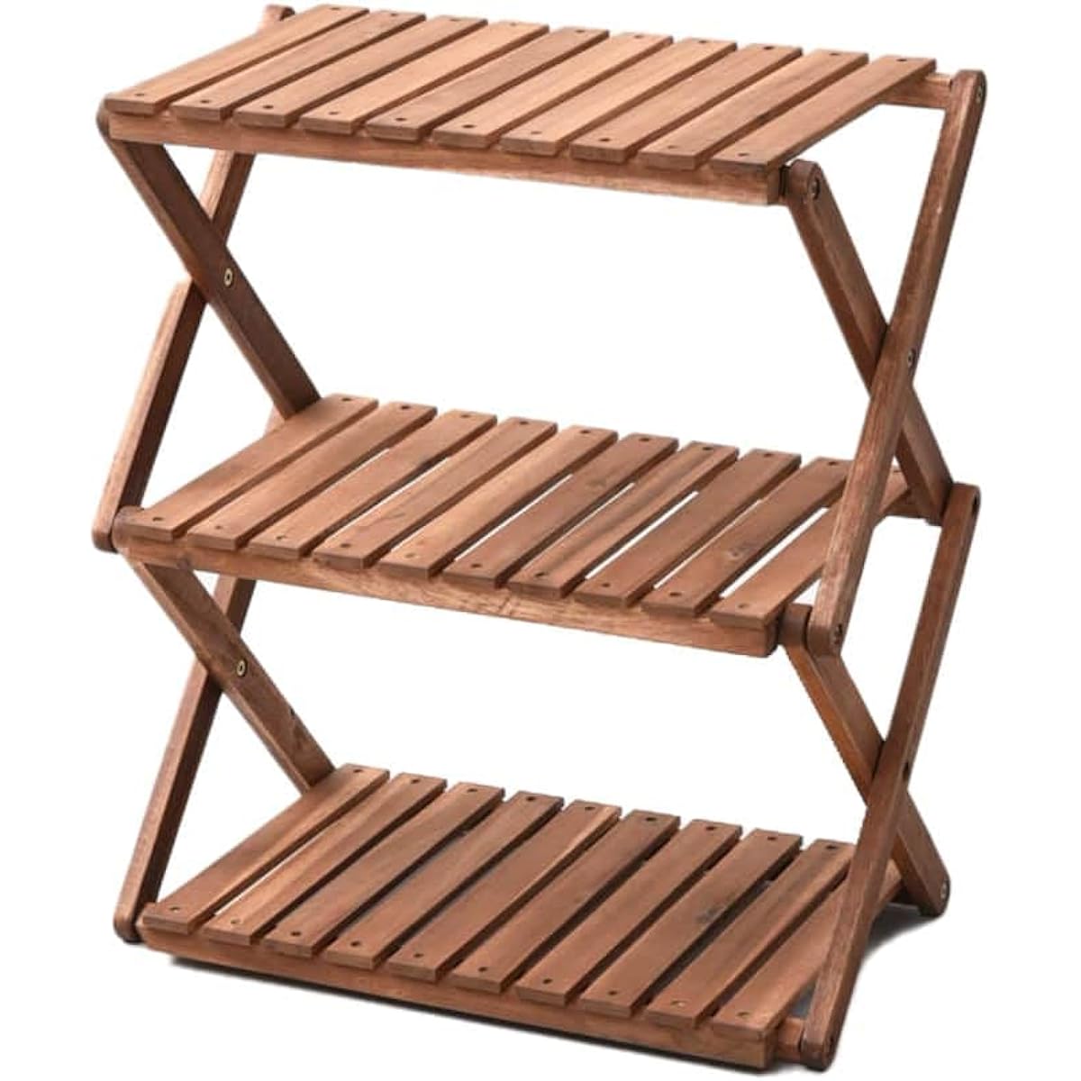 [Campers Collection Yamazen] Wooden Storage Shelf Folding Rack 2 Tiers/3 Tiers/4 Tiers Brown Camping Balcony Outdoor A2R-01 /A3R-01 /A4R-01