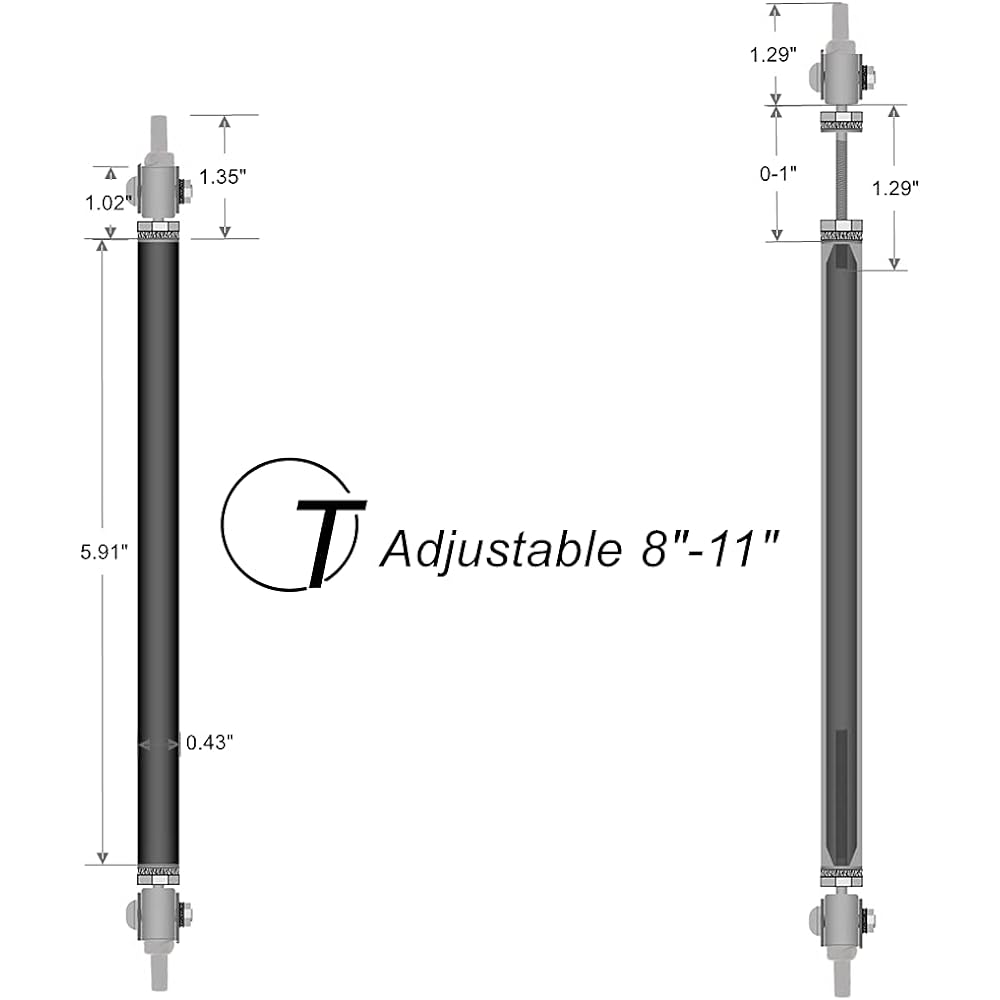 TIOUSMOKY Spritter Strad Rod Adjustable 10 inch ~ 13 inch Front Splitter Support Rod Bumper Lip Lipter 2 pieces [Purple]