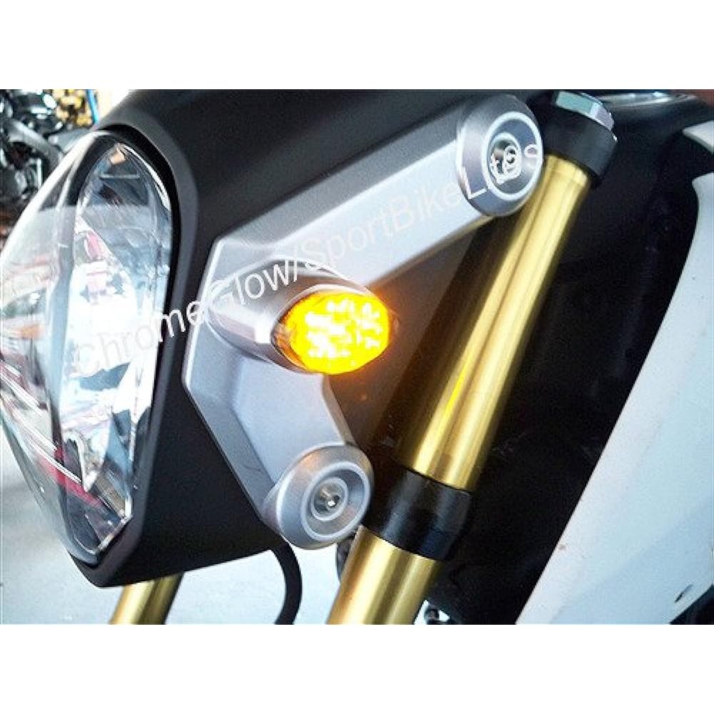Honda Grom MSX125 Flush Mount Front LED Turn Signal Kit Flasher Relay Included GROM-TURNSIGNALS3-C/Flash02