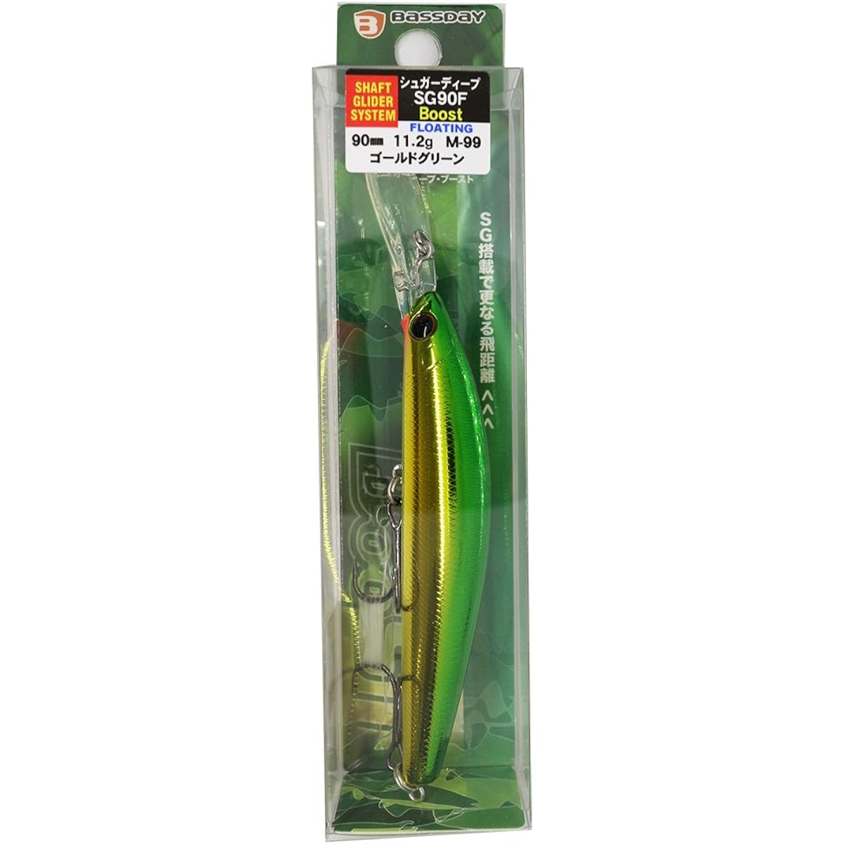 Bassday Minnow Sugar Deep SG90F Boost 90mm 11.2g Gold Green M-99 Lure