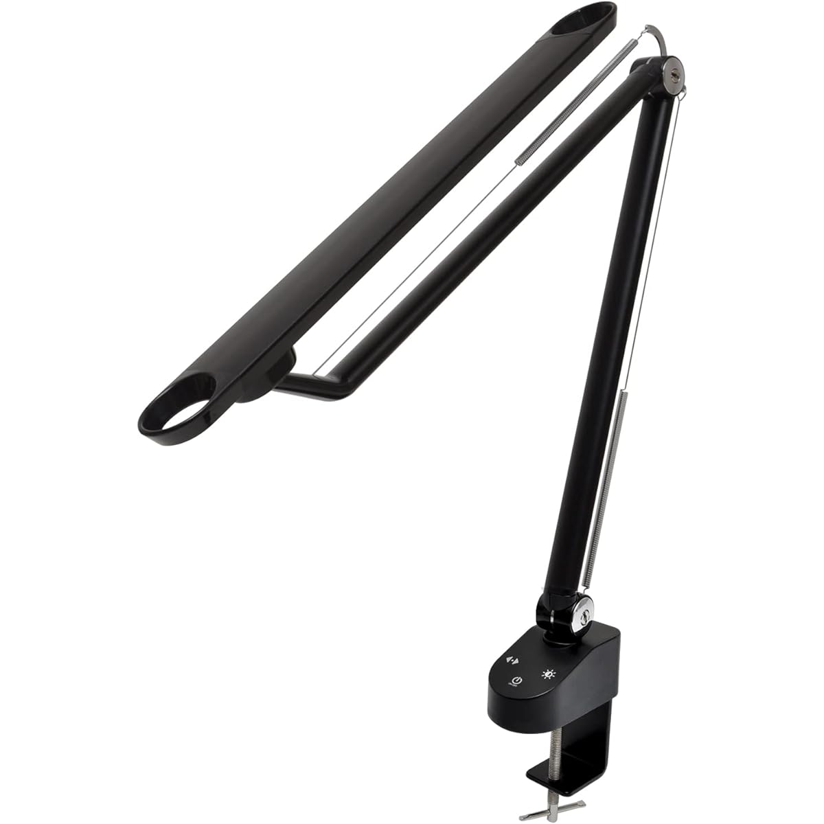 Super wide specs 42cm width Planar light emission Stepless dimming 5000K + 760 lumens Desk light Clamp Half light distribution Stepless dimming Touch sensor Wire spring // wasser Wasser 39 wasser_39 (black)