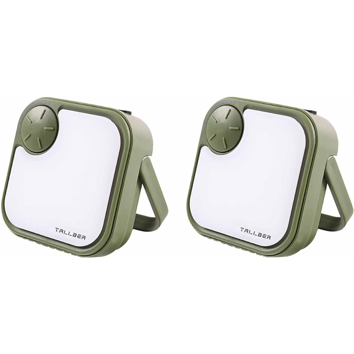 Tallber Lantern LED Light Camping Lantern Light Rechargeable Solar Outdoor Work Light Floodlight Mini Disaster Prevention Goods Camping Equipment Fishing Typhoon Protection (Green 2)